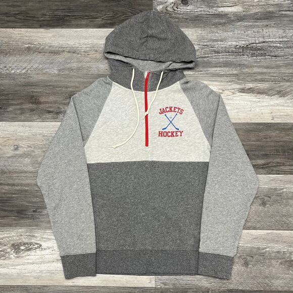 Homage Gray Mens M Athletic Quarter Zip Blue Jackets Hockey Pullover Hoodie - Picture 1 of 8